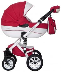 Детская коляска 2 в 1 Riko Brano Ecco 20 Sport Red (белая кожа – красная ткань)
